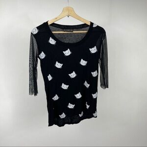 Cherry Look Kitty Cat Top M